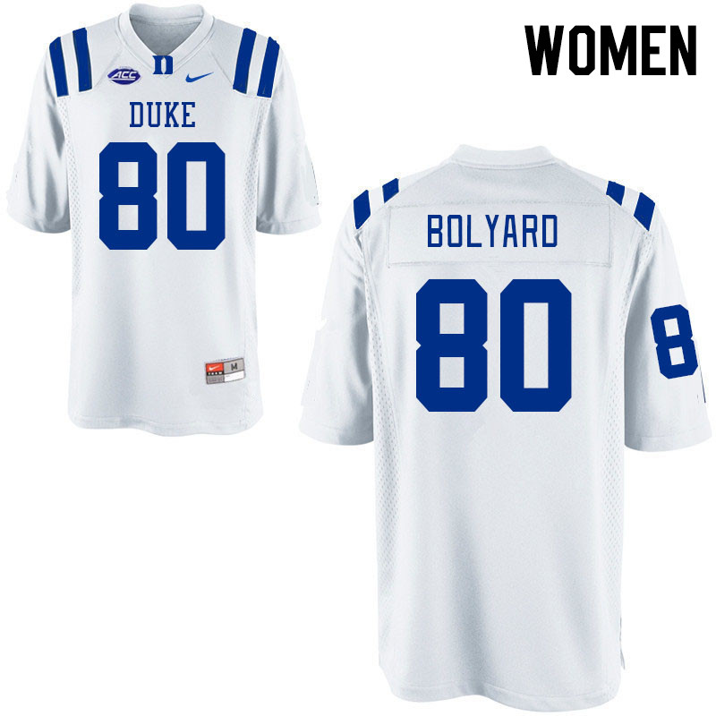 Women #80 Vance Bolyard Duke Blue Devils College Football Jerseys Stitched-White